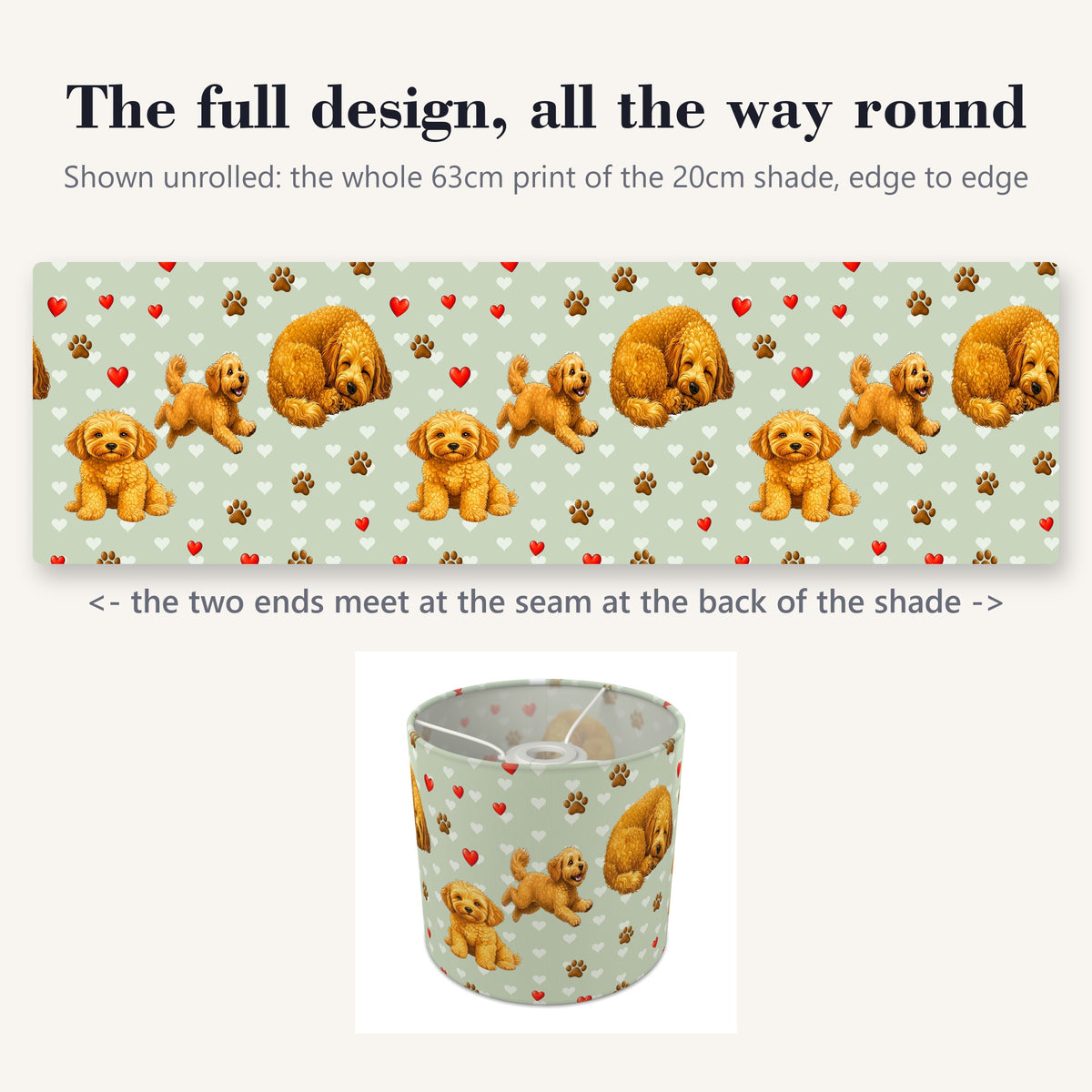 Sage Cockapoo Love II lampshade - 20cm x 18.5cm Ceiling - photo 9
