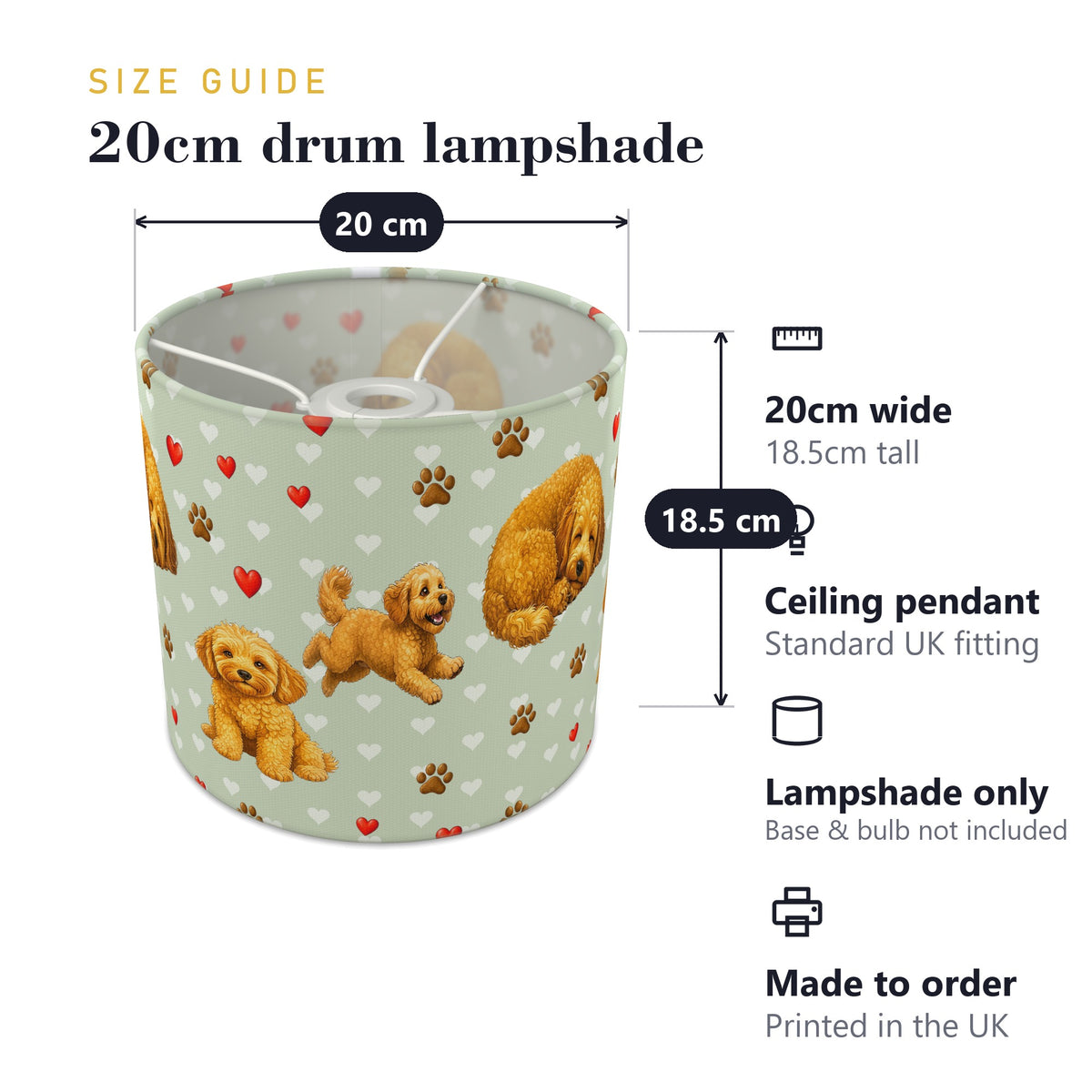 Sage Cockapoo Love II lampshade - 20cm x 18.5cm Ceiling - photo 7