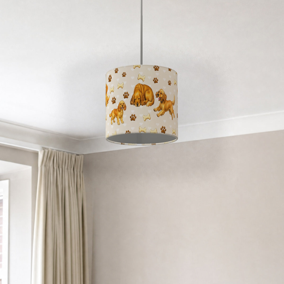 Cream Cocker Spaniel Love II lampshade - 20cm x 18.5cm Ceiling - photo 2