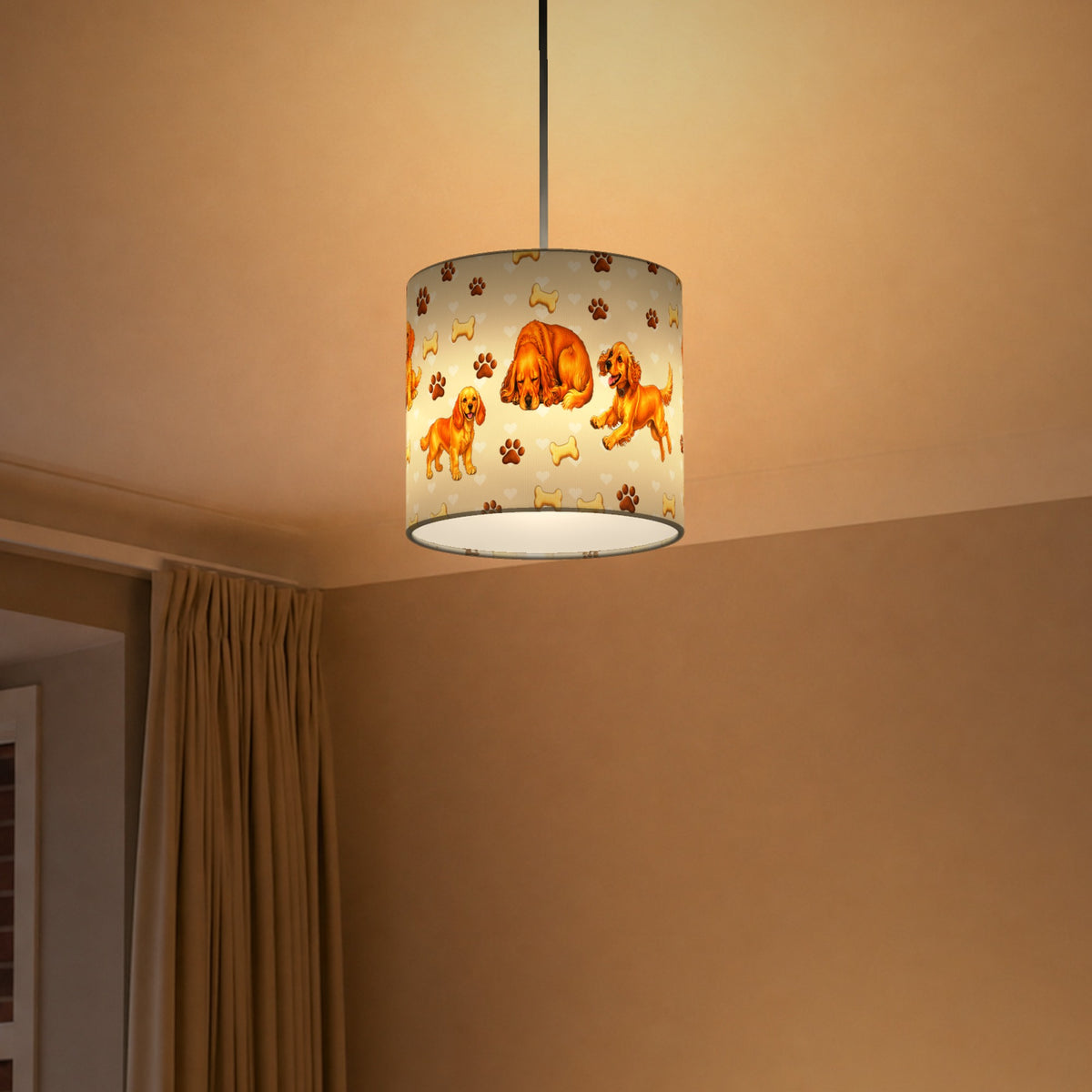 Cream Cocker Spaniel Love II lampshade - 20cm x 18.5cm Ceiling - photo 5