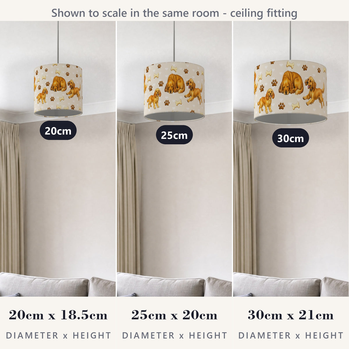 Cream Cocker Spaniel Love II lampshade - 20cm x 18.5cm Ceiling - photo 4