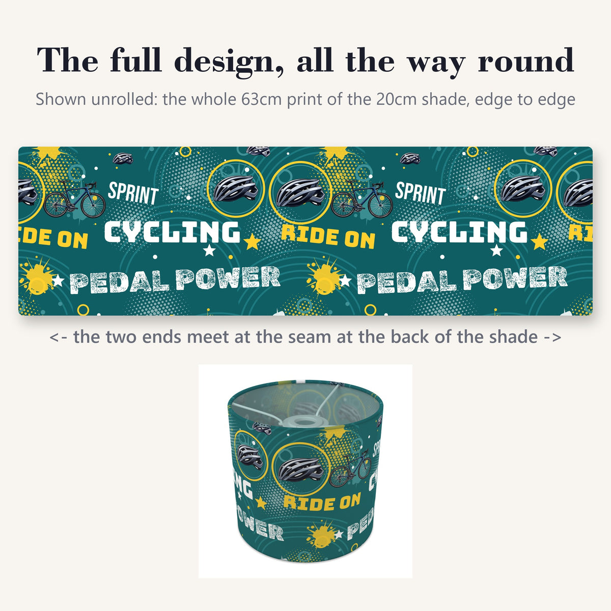 Teal Pedal Power II lampshade - 20cm x 18.5cm Ceiling - photo 9