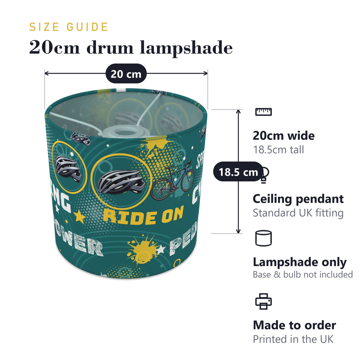 Teal Pedal Power II lampshade - 20cm x 18.5cm Ceiling - photo 7