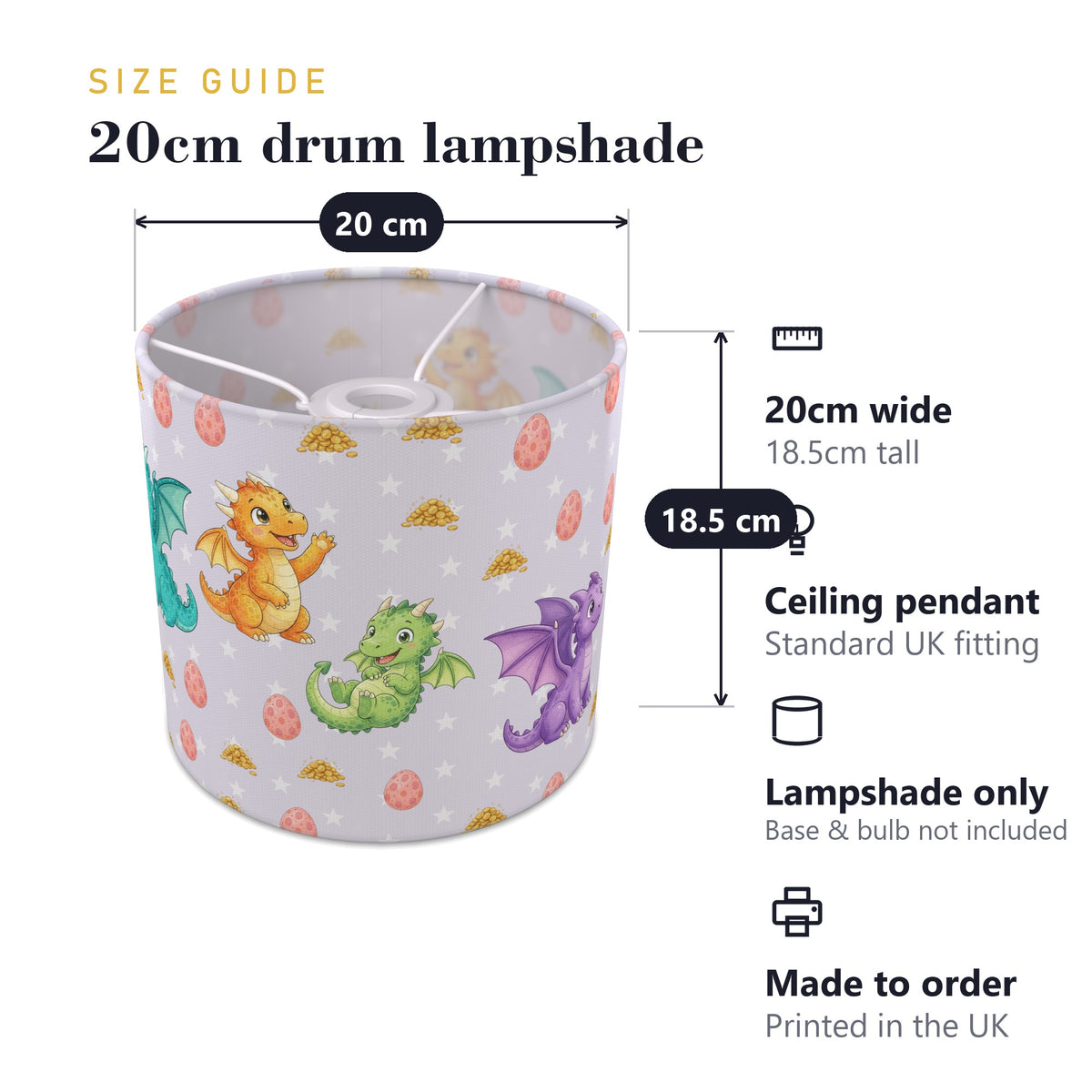 Lilac Dragons II lampshade - 20cm x 18.5cm Ceiling - photo 7