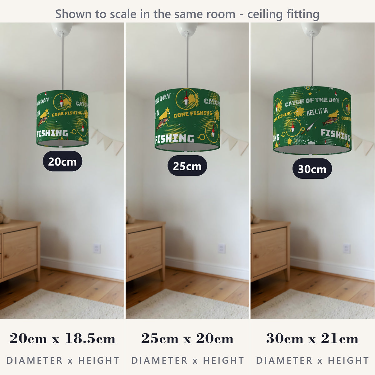 Pitch Reel It In II lampshade - 20cm x 18.5cm Ceiling - photo 4
