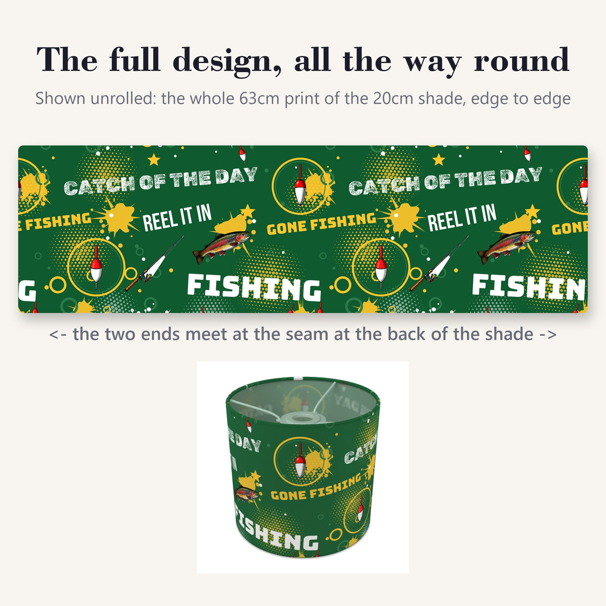 Pitch Reel It In II lampshade - 20cm x 18.5cm Ceiling - photo 9
