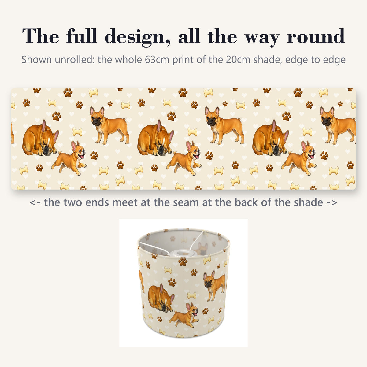 Cream French Bulldog Love II lampshade - 20cm x 18.5cm Ceiling - photo 9