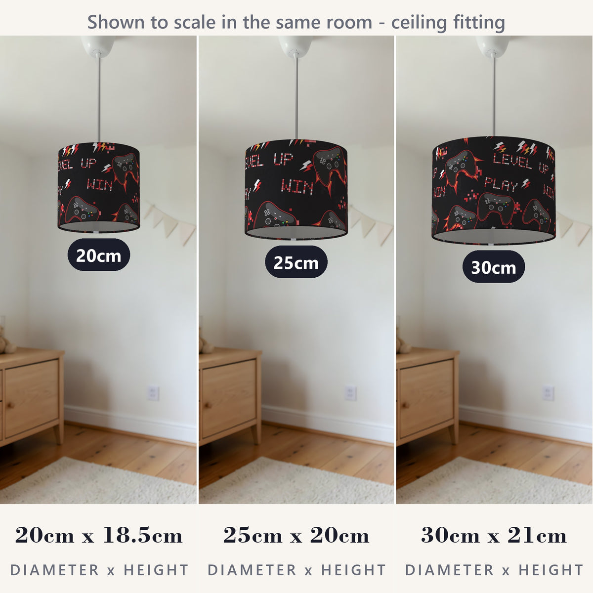 Black Game On II lampshade - 20cm x 18.5cm Ceiling - photo 4