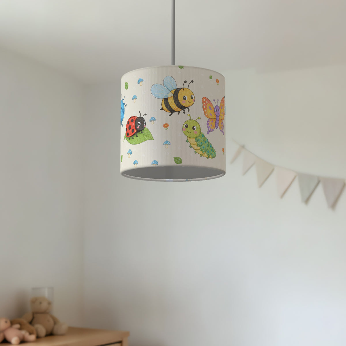 Cream Garden Bugs II lampshade - 20cm x 18.5cm Ceiling - photo 2