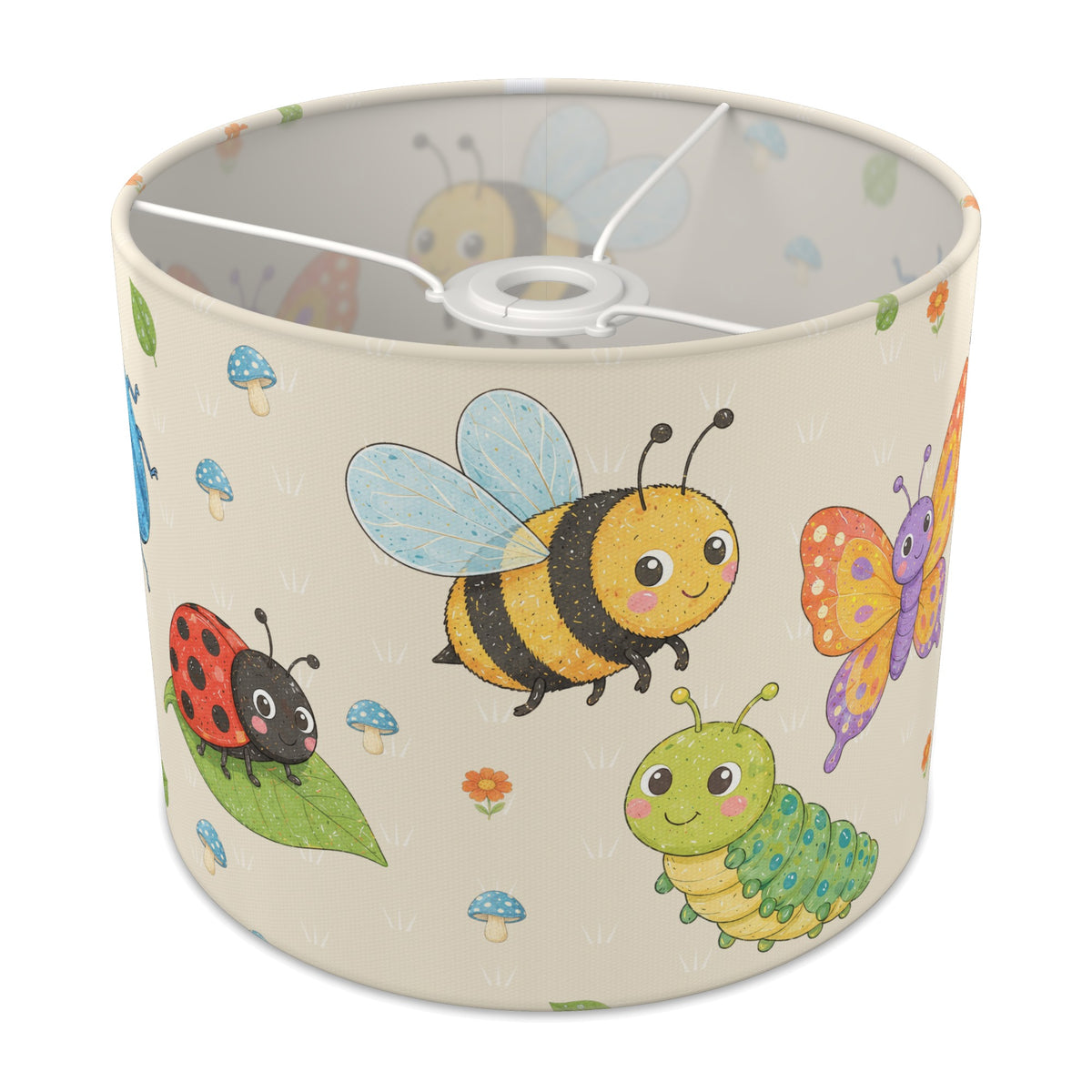 Cream Garden Bugs II lampshade - 25cm x 20cm Ceiling