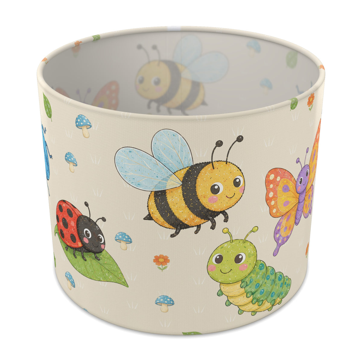 Cream Garden Bugs II lampshade - 25cm x 20cm Table