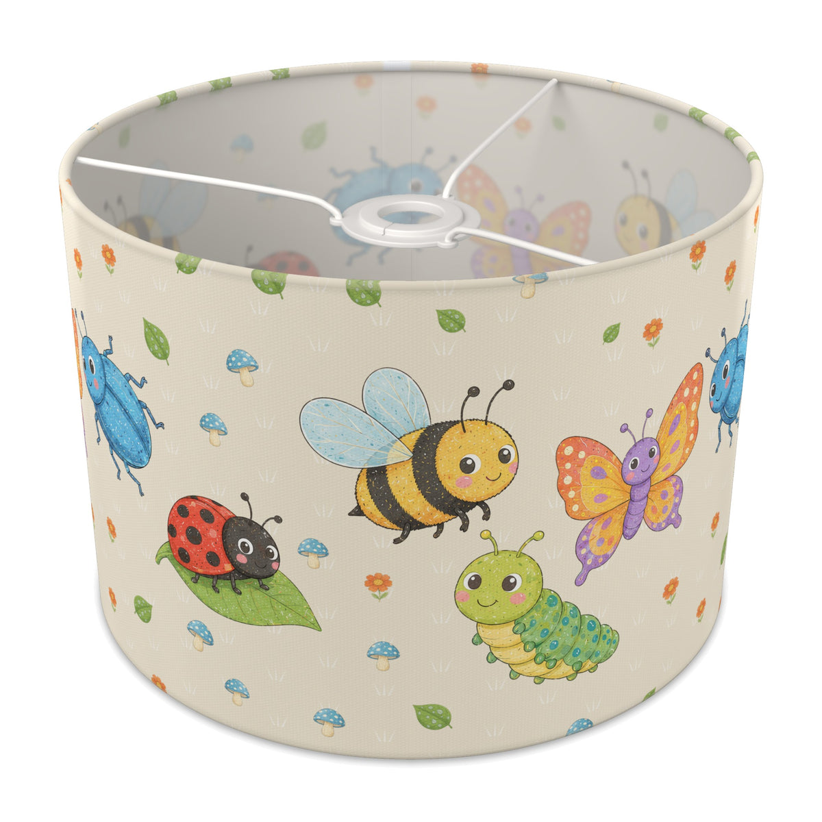 Cream Garden Bugs II lampshade - 30cm x 21cm Ceiling