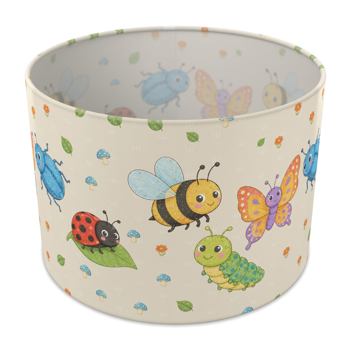 Cream Garden Bugs II lampshade - 30cm x 21cm Table