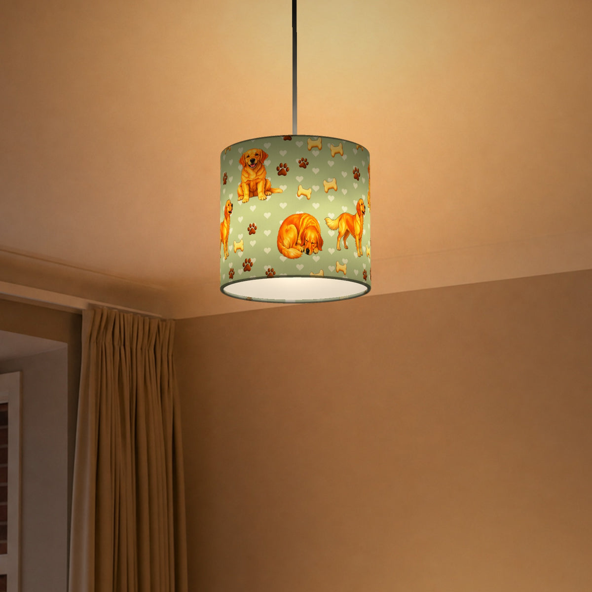 Sage Golden Retriever Love II lampshade - 20cm x 18.5cm Ceiling - photo 5