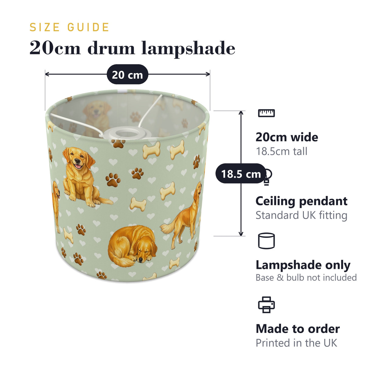 Sage Golden Retriever Love II lampshade - 20cm x 18.5cm Ceiling - photo 7