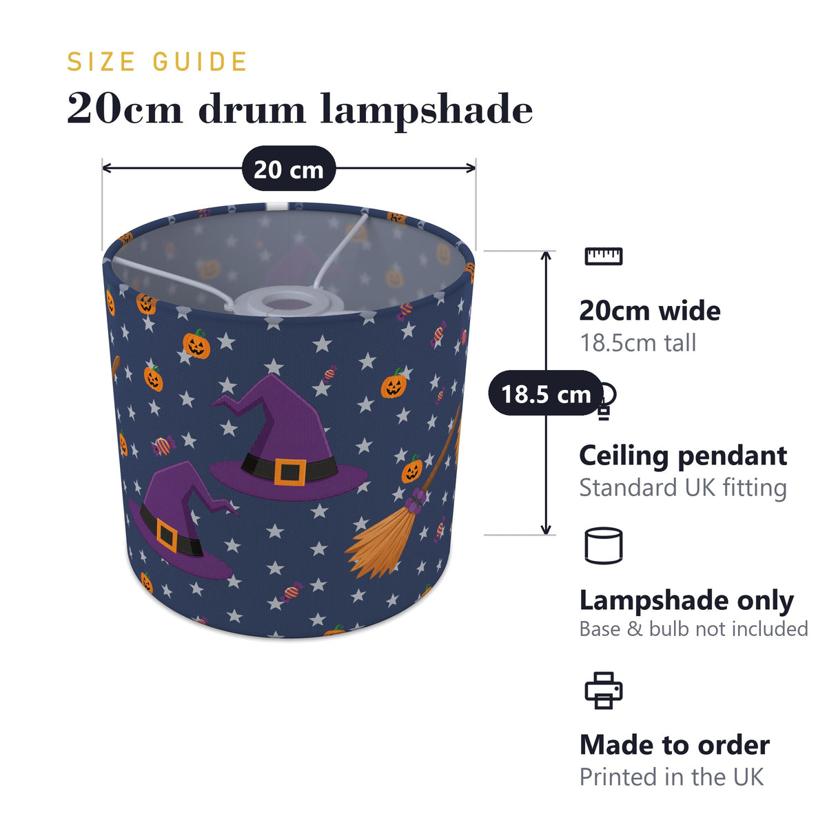 Navy Halloween II lampshade - 20cm x 18.5cm Ceiling - photo 7