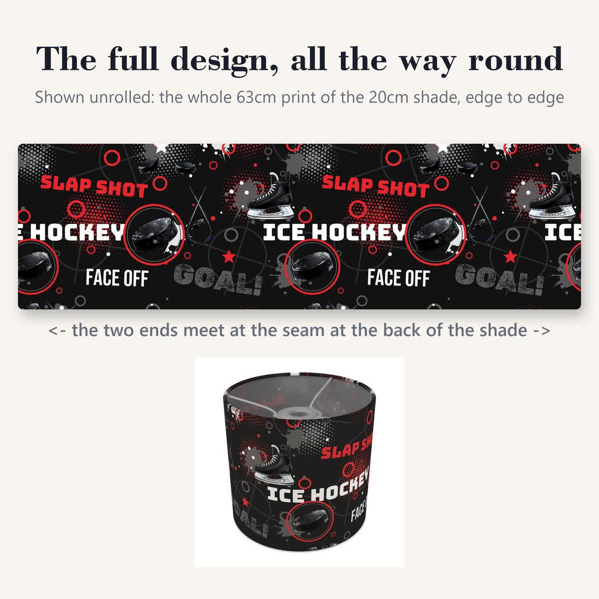 Black Ice Hockey Face II lampshade - 20cm x 18.5cm Ceiling - photo 9