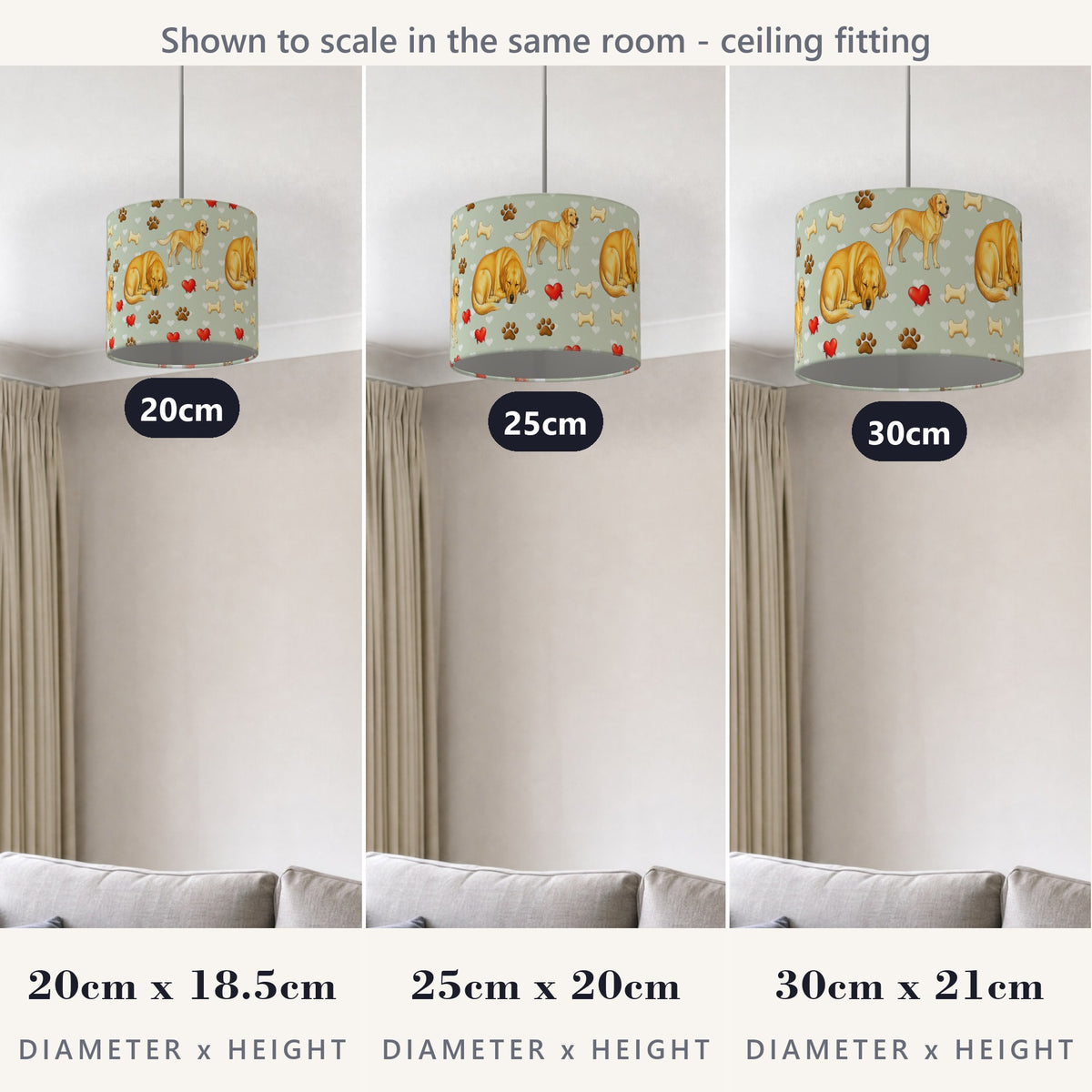 Sage Labrador Love II lampshade - 20cm x 18.5cm Ceiling - photo 4