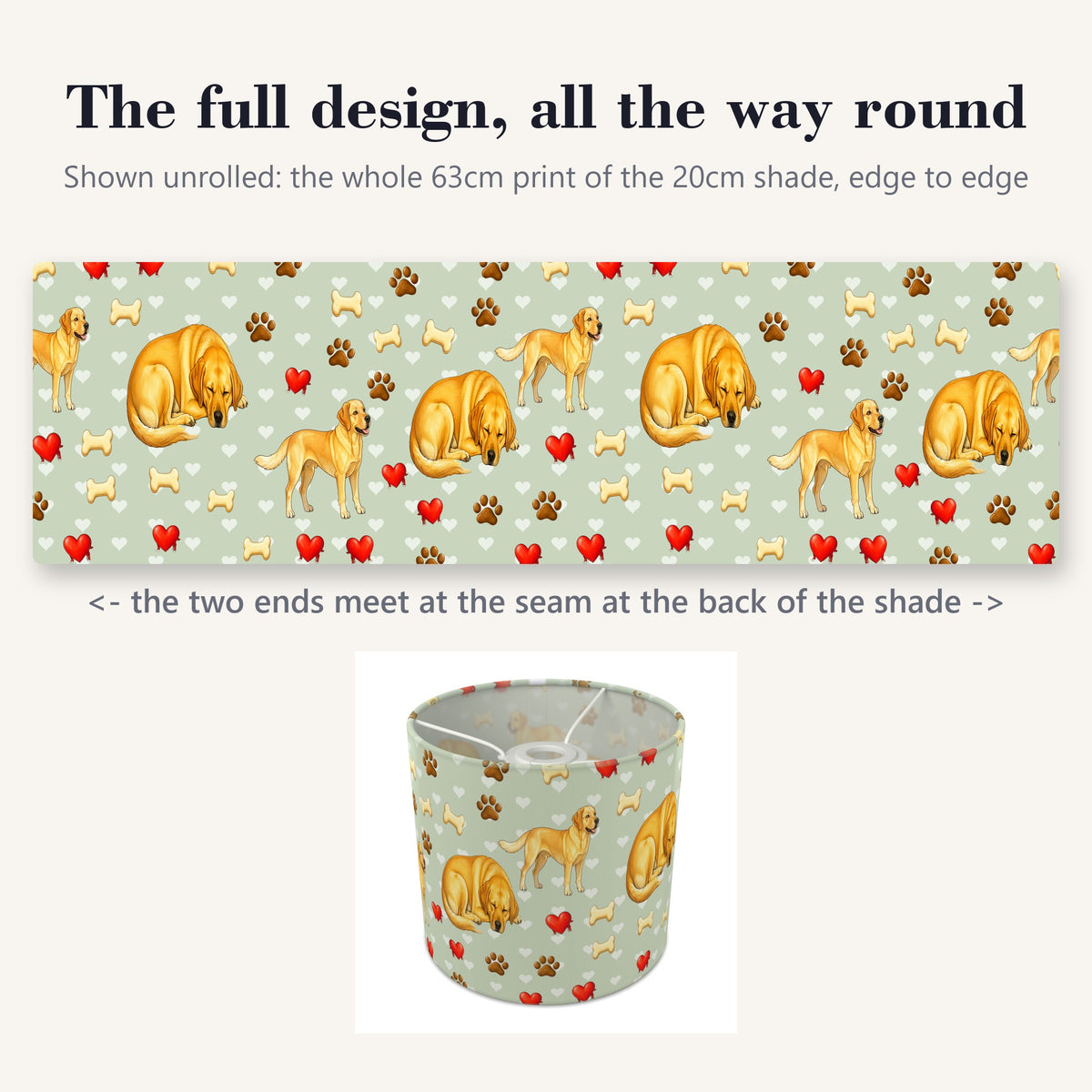 Sage Labrador Love II lampshade - 20cm x 18.5cm Ceiling - photo 9