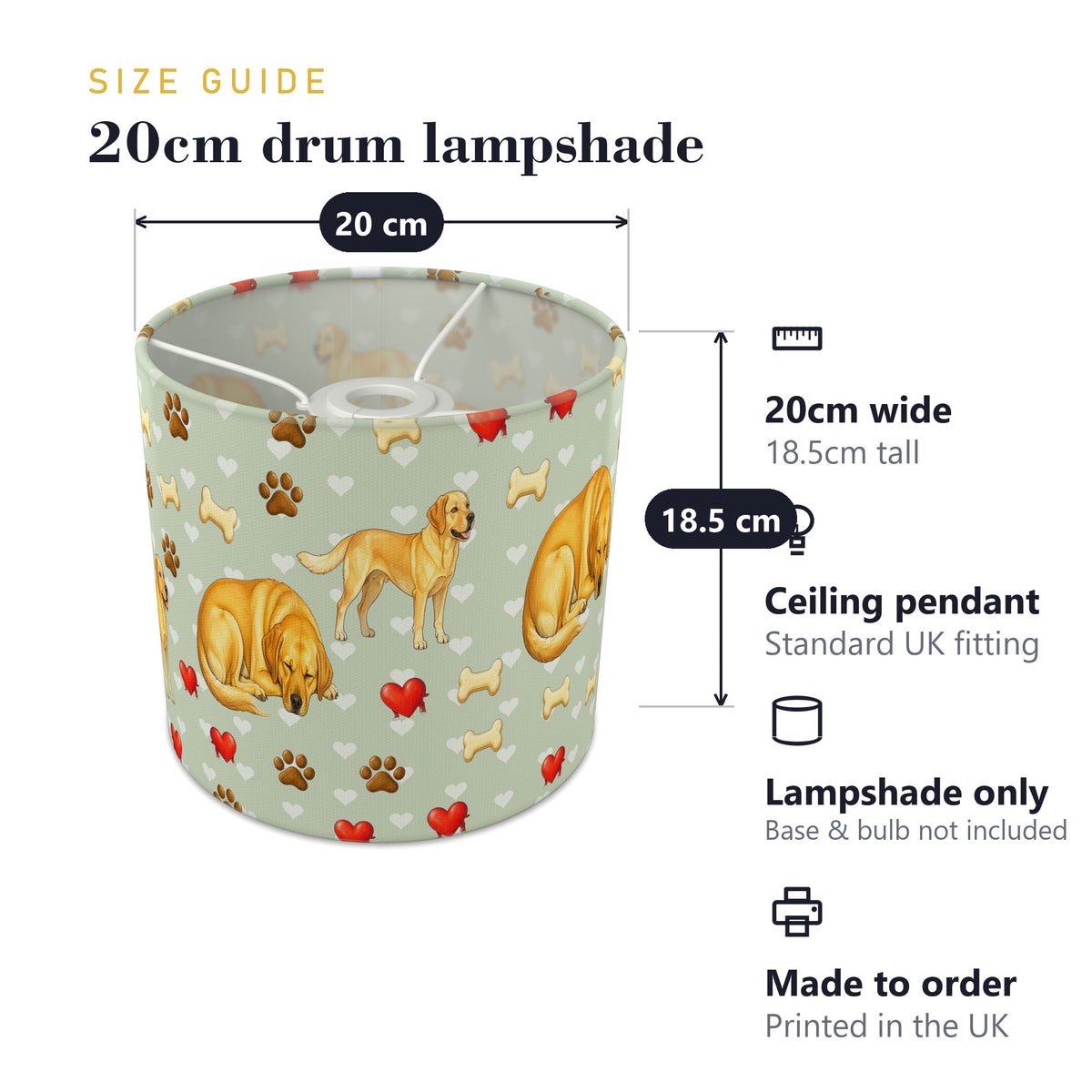 Sage Labrador Love II lampshade - 20cm x 18.5cm Ceiling - photo 7
