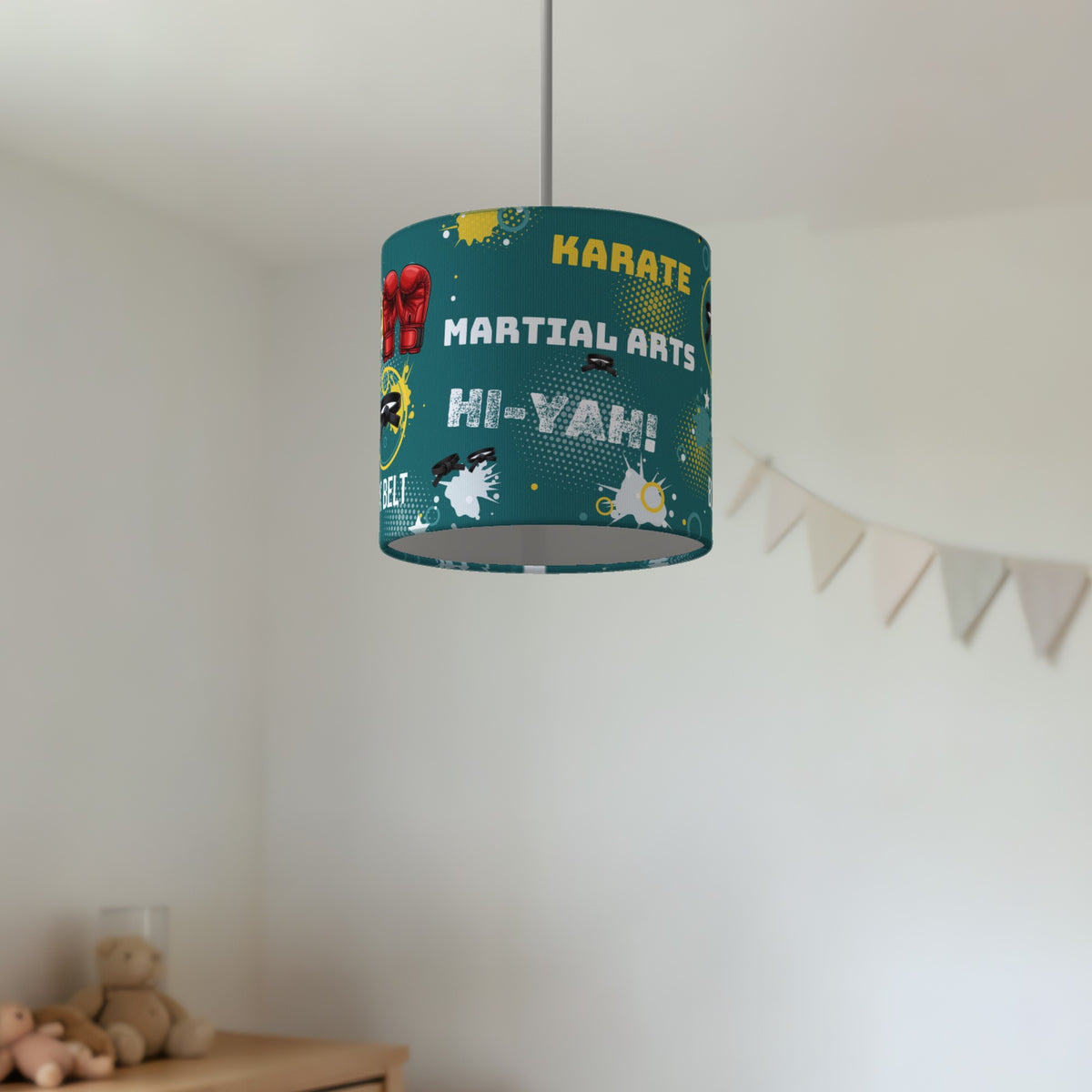 Teal Karate Kid II lampshade - 20cm x 18.5cm Ceiling - photo 2