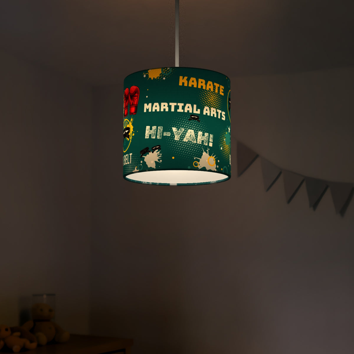 Teal Karate Kid II lampshade - 20cm x 18.5cm Ceiling - photo 5