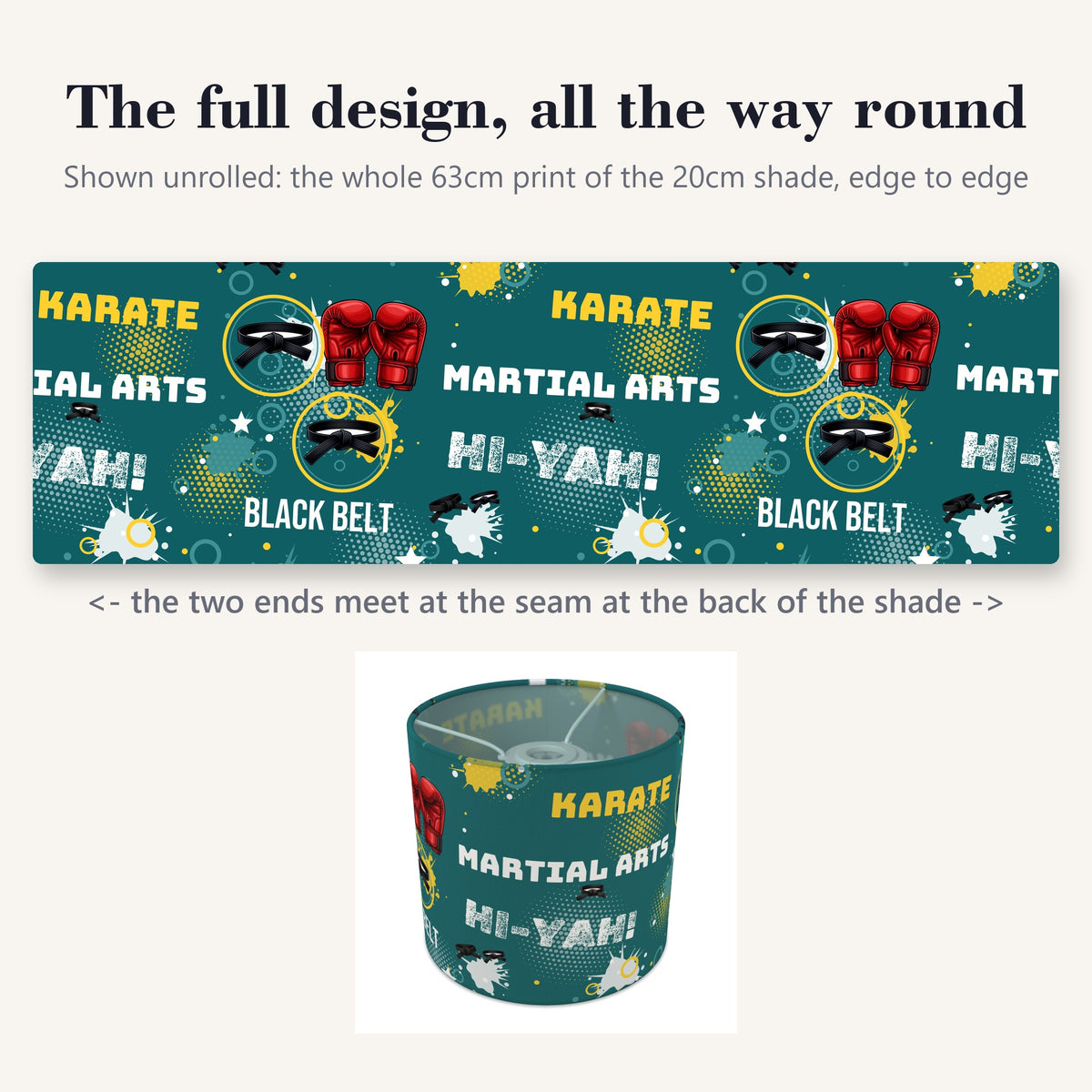 Teal Karate Kid II lampshade - 20cm x 18.5cm Ceiling - photo 9