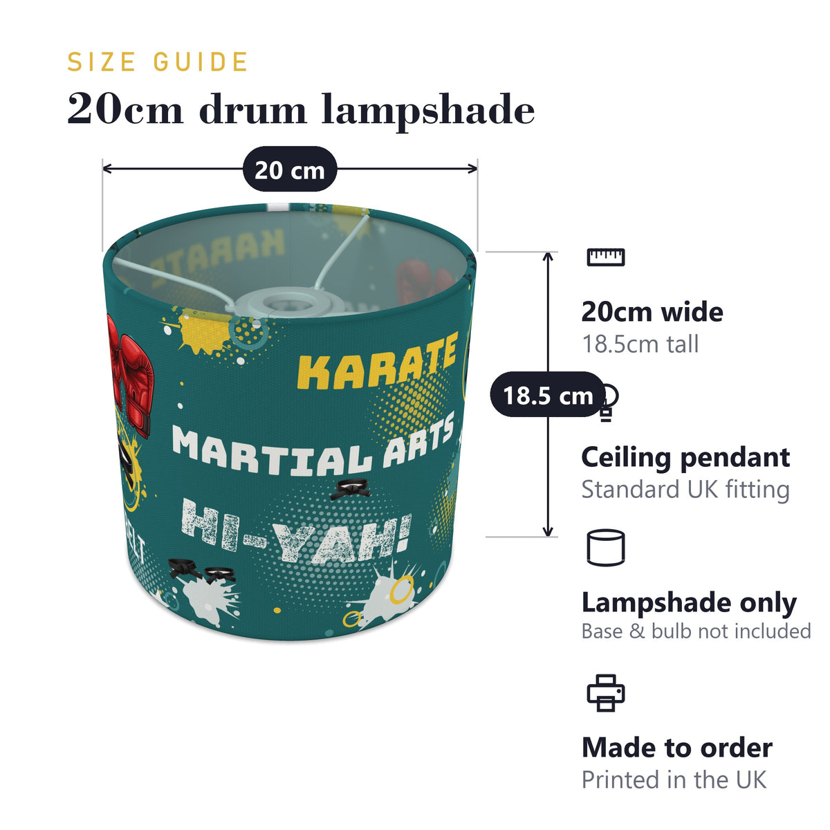 Teal Karate Kid II lampshade - 20cm x 18.5cm Ceiling - photo 7