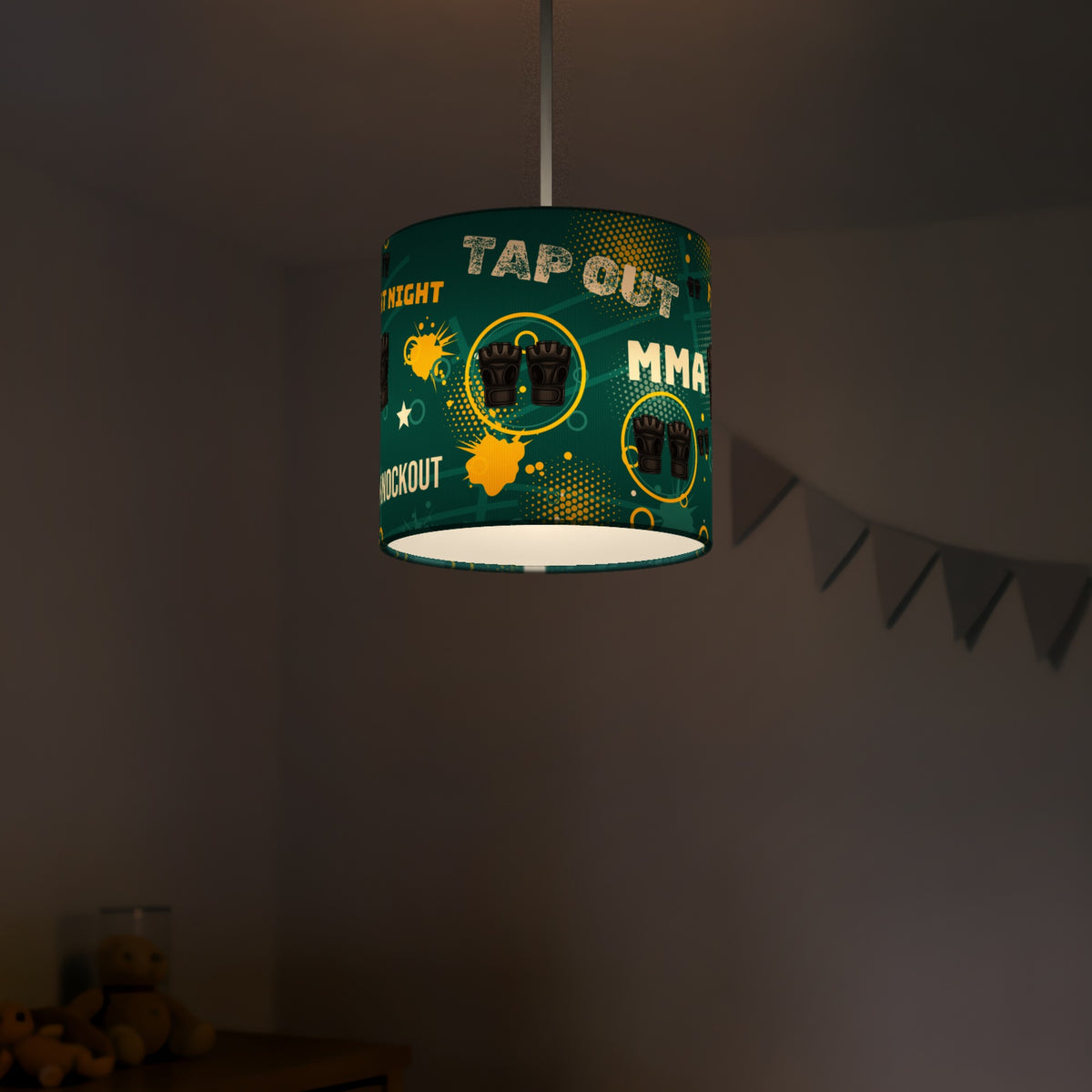 Teal Fight Night II lampshade - 20cm x 18.5cm Ceiling - photo 5