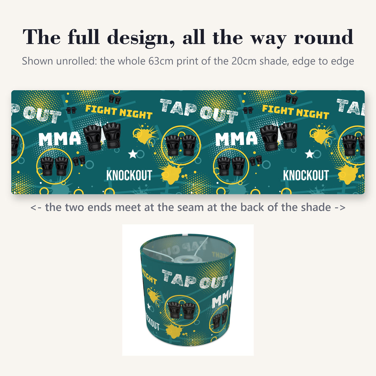 Teal Fight Night II lampshade - 20cm x 18.5cm Ceiling - photo 9