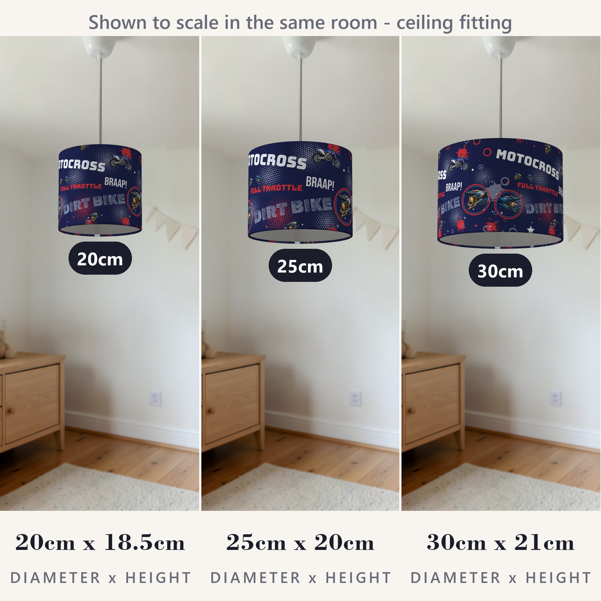 Navy Blue Full Throttle II lampshade - 20cm x 18.5cm Ceiling - photo 4