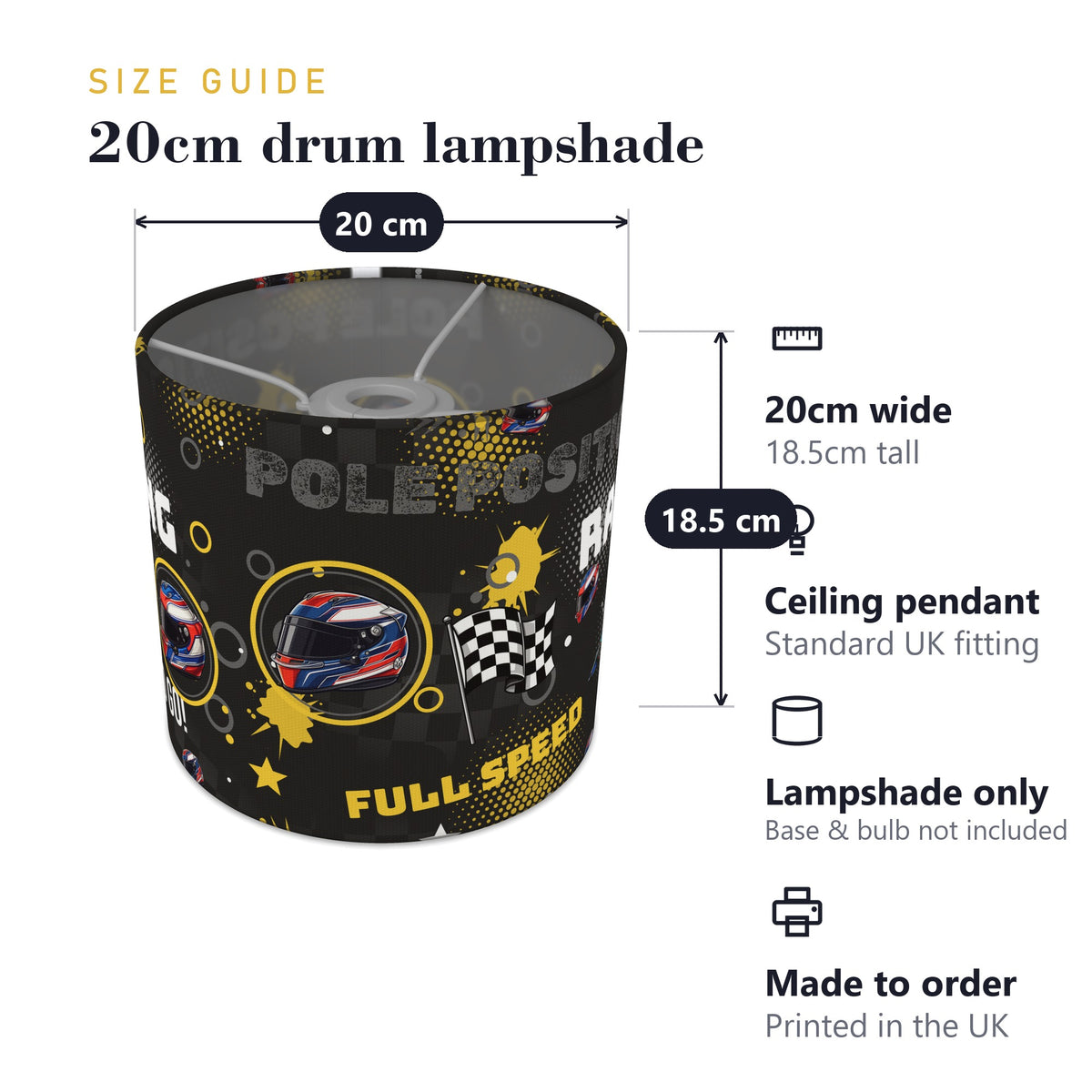 Black And Yellow Pole II lampshade - 20cm x 18.5cm Ceiling - photo 7