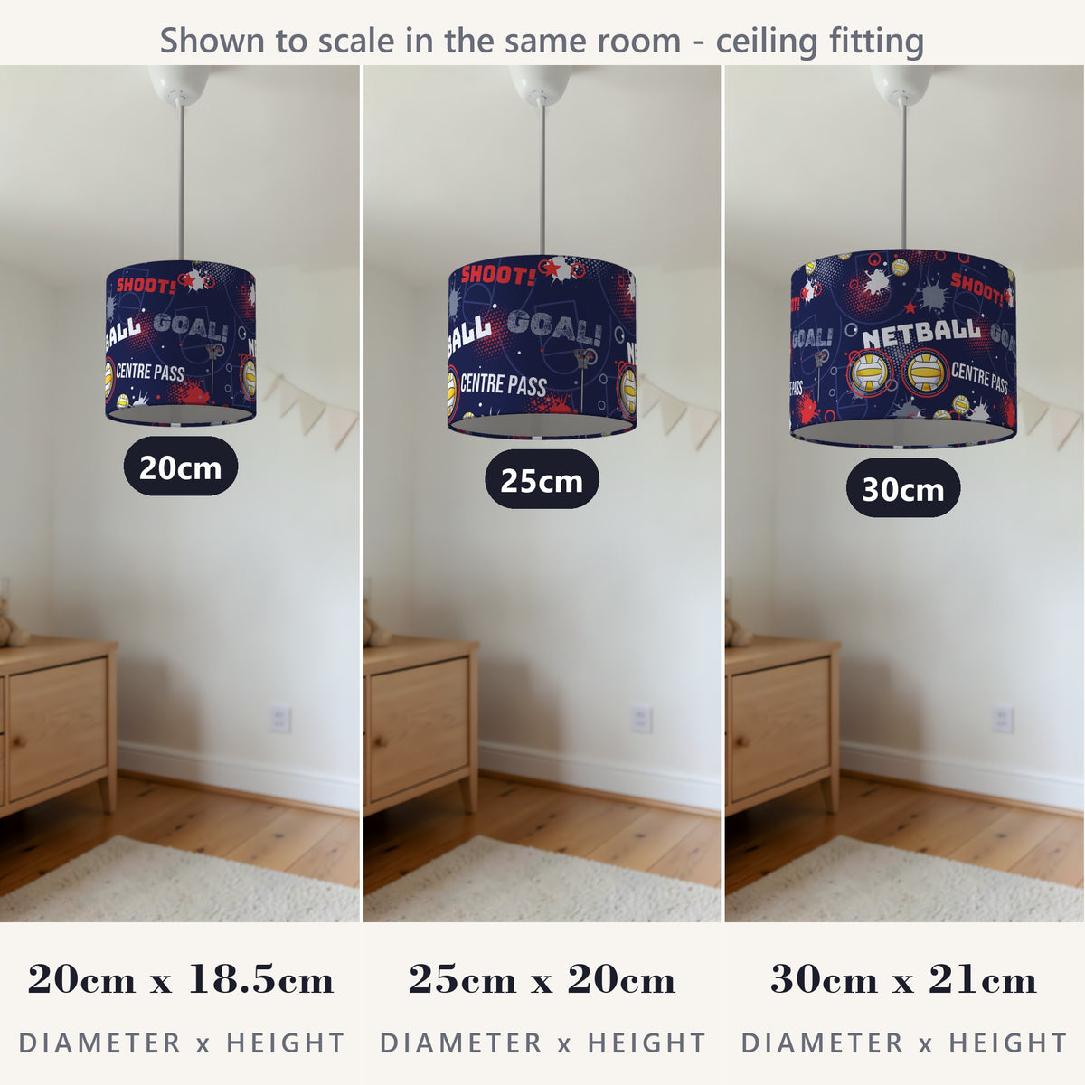Navy Netball Star II lampshade - 20cm x 18.5cm Ceiling - photo 4