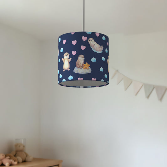 Navy Otter Friends II lampshade - 20cm x 18.5cm Ceiling - photo 2