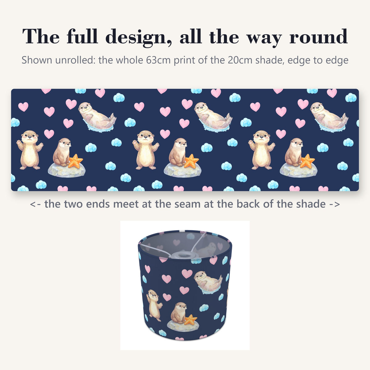 Navy Otter Friends II lampshade - 20cm x 18.5cm Ceiling - photo 9