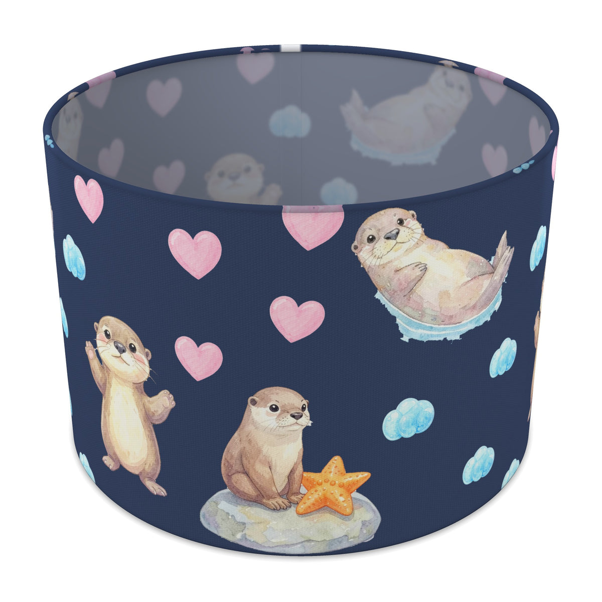Navy Otter Friends II lampshade - 30cm x 21cm Table