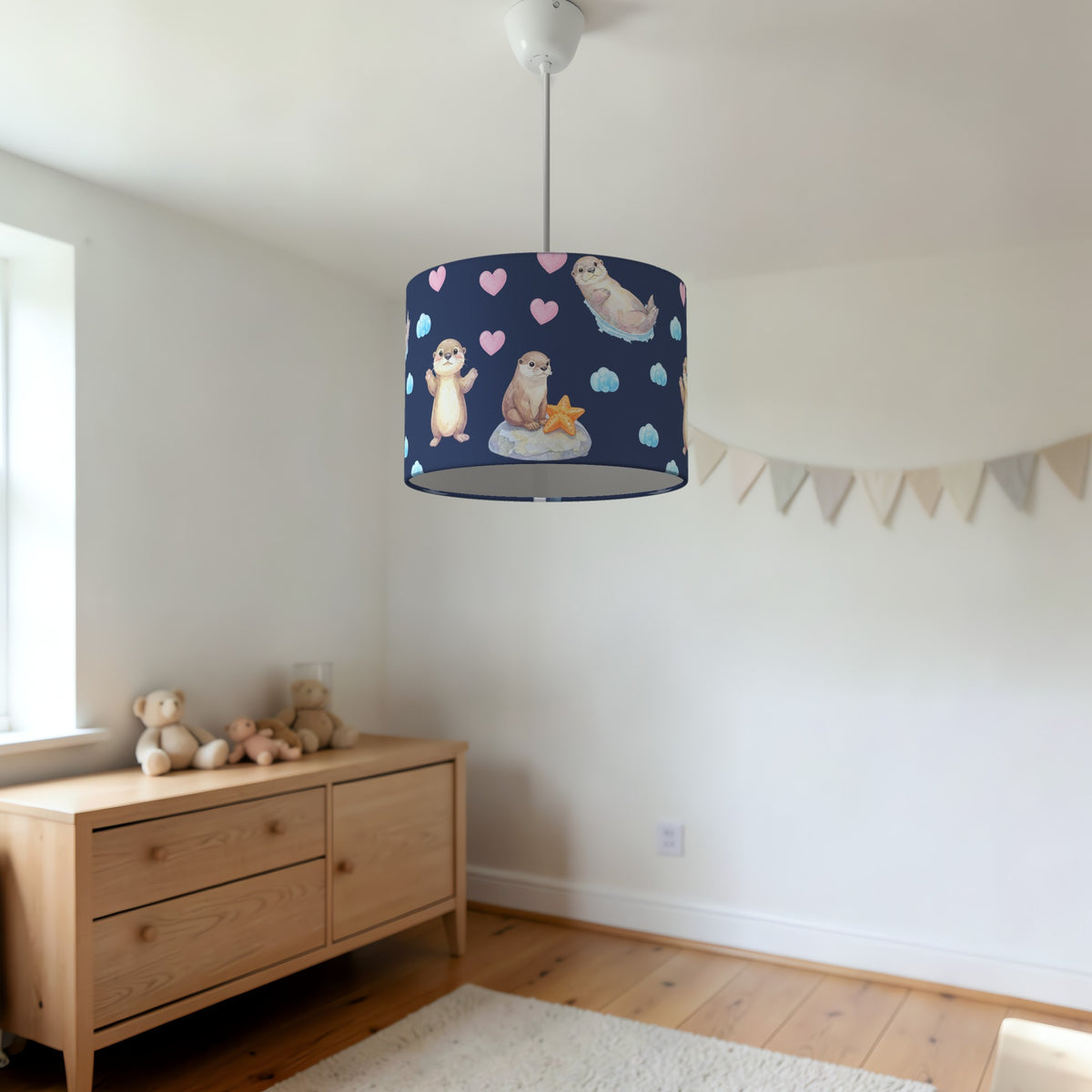 Navy Otter Friends II lampshade - 20cm x 18.5cm Ceiling - photo 3