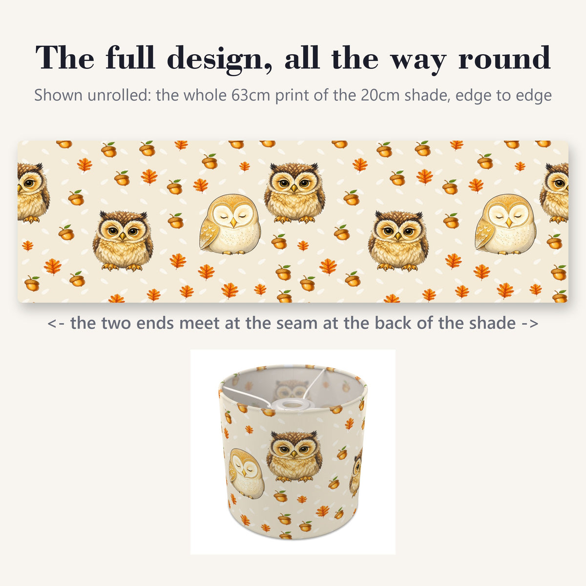Cream Night Owls II lampshade - 20cm x 18.5cm Ceiling - photo 9