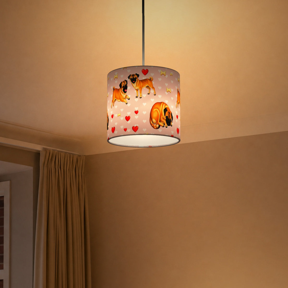 Blush Pug Love II lampshade - 20cm x 18.5cm Ceiling - photo 5