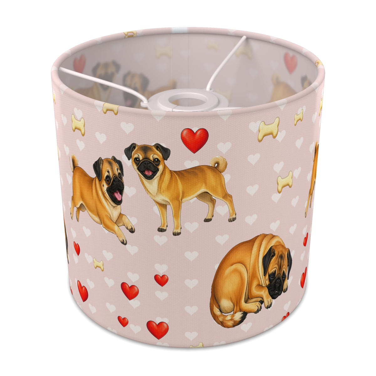 Blush Pug Love II lampshade - 20cm x 18.5cm Ceiling - main photo