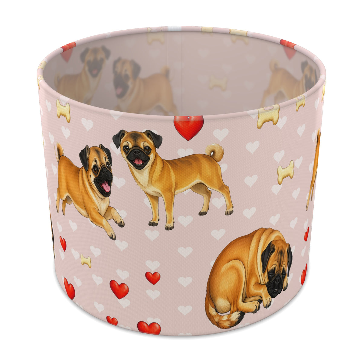 Blush Pug Love II lampshade - 25cm x 20cm Table