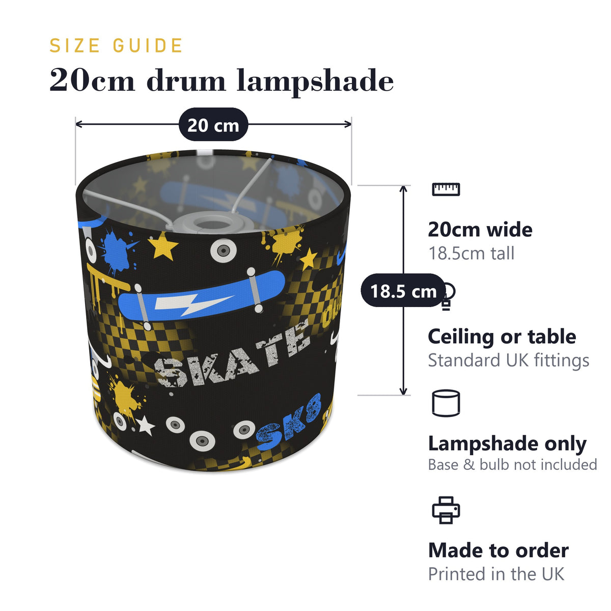 Black Skate Park II lampshade - 20cm x 18.5cm Ceiling - photo 7