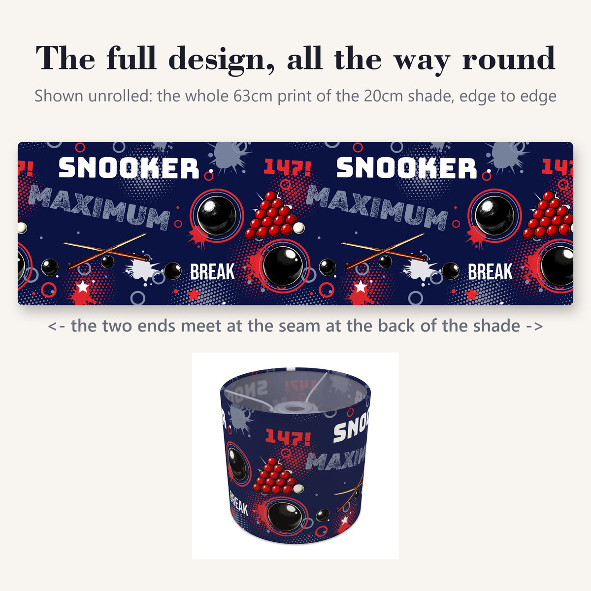 Navy Snooker Break II lampshade - 20cm x 18.5cm Ceiling - photo 9
