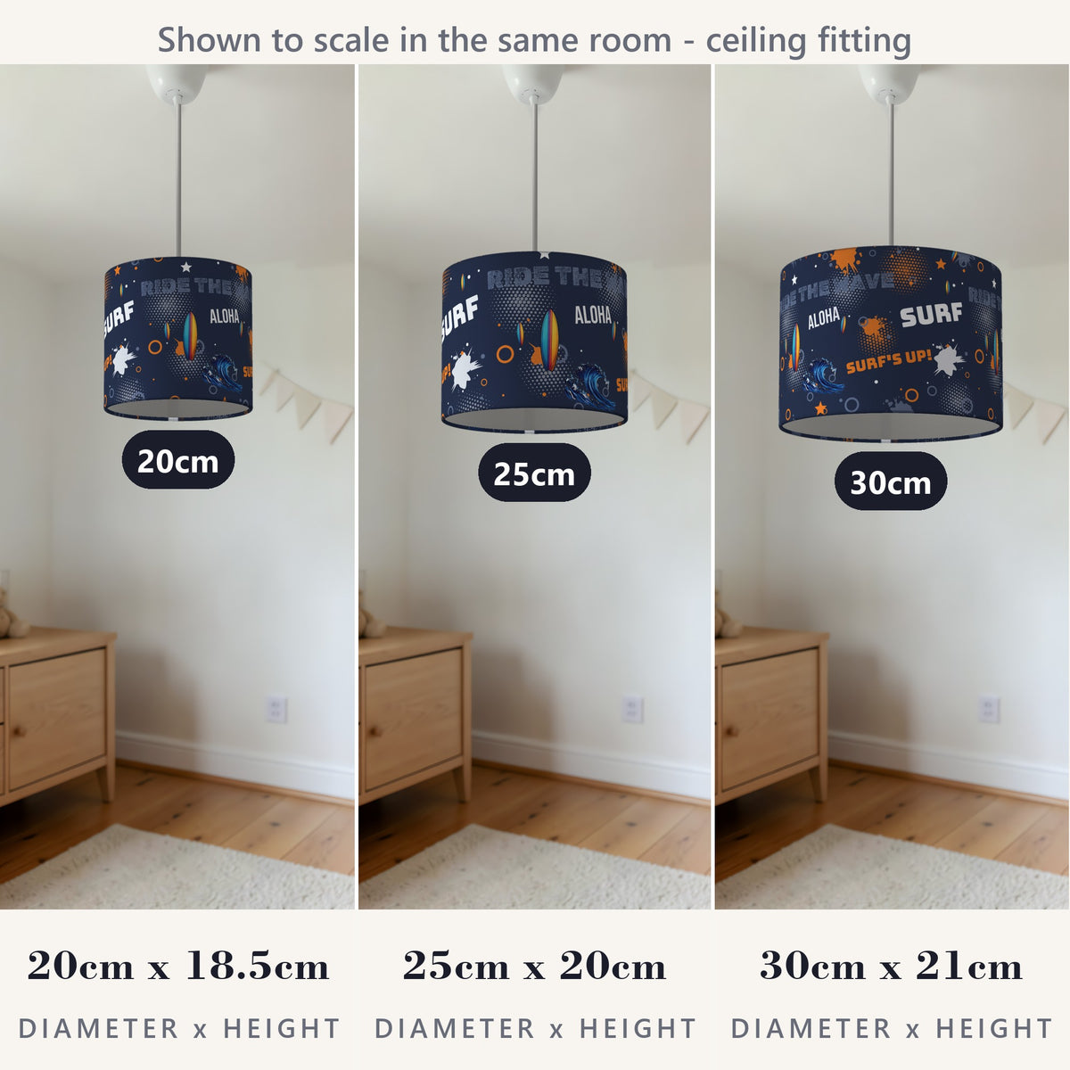 Navy Surf's Up II lampshade - 20cm x 18.5cm Ceiling - photo 4