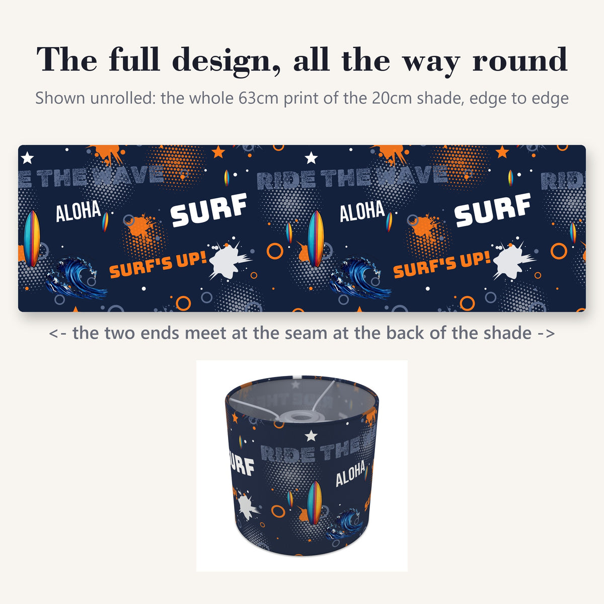Navy Surf's Up II lampshade - 20cm x 18.5cm Ceiling - photo 9