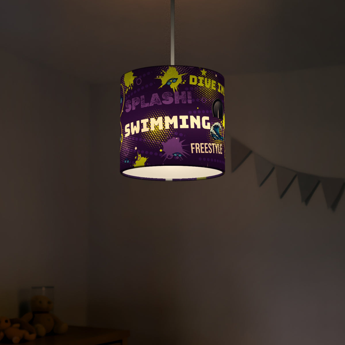 Purple Splash Swimming II lampshade - 20cm x 18.5cm Ceiling - photo 5