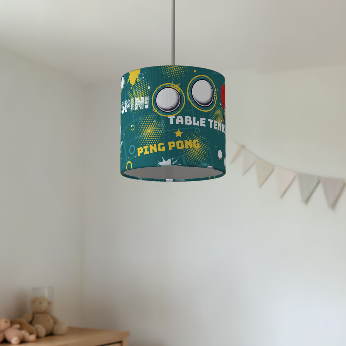 Teal Ping Pong Rally II lampshade - 20cm x 18.5cm Ceiling - photo 2