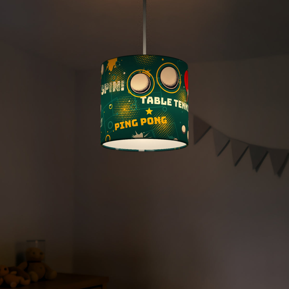 Teal Ping Pong Rally II lampshade - 20cm x 18.5cm Ceiling - photo 5