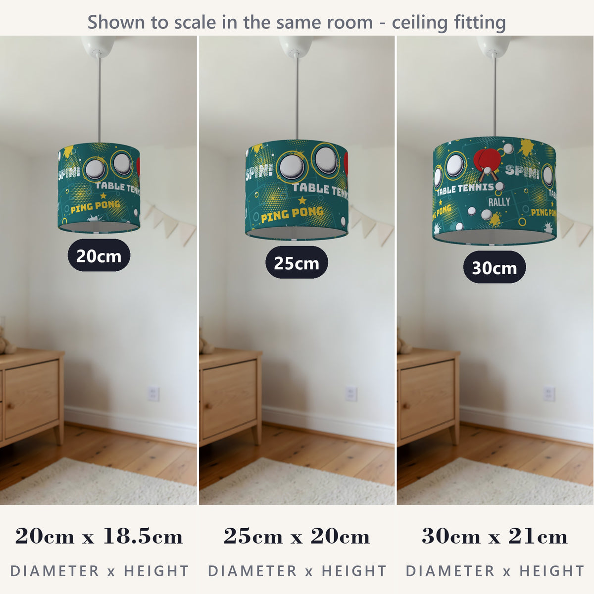 Teal Ping Pong Rally II lampshade - 20cm x 18.5cm Ceiling - photo 4