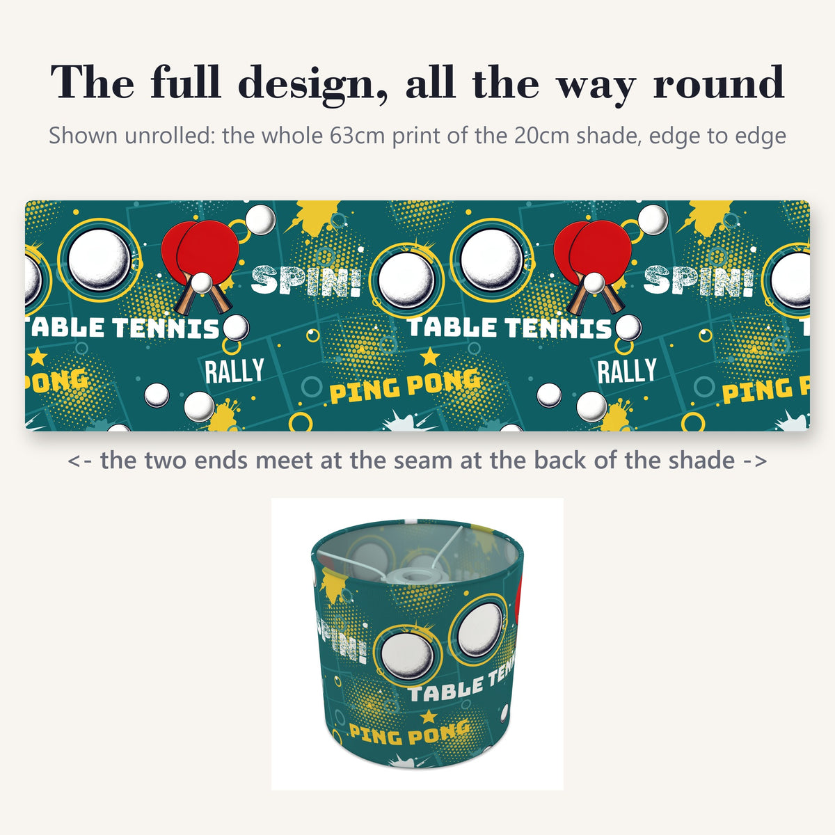 Teal Ping Pong Rally II lampshade - 20cm x 18.5cm Ceiling - photo 9